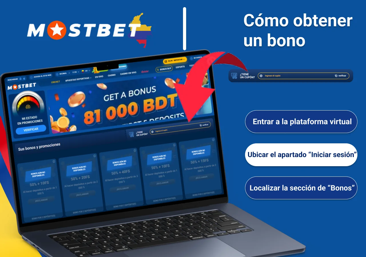 Instrucciones para obtener un bono usando un código promocional en Mostbet Colombia de la plataforma y pasos detallados para reclamar el bono